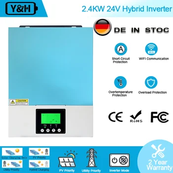 Y & H 3KVA 2400 Вт Гибридный Солнечный Инвертор 24 В 230 В PV Макс 450 В Встроенный 80A MPPT Инвертор С Чистой Синусоидальной Волной Солнечный Контроллер Заряда