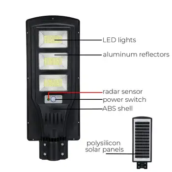 800/1000 Вт, светодиодные солнечные фонари, настенный светильник с дистанционным управлением, IP65, Водонепроницаемый датчик движения, настенный светильник безопасности для сада, уличной стены