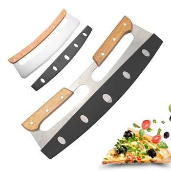 Нож для резки пиццы, коромысло, лезвие из нержавеющей стали, Острая Деревянная ручка, кухонный инструмент для выпечки, Нож для нарезки теста для макарон, инструменты для нарезки колес