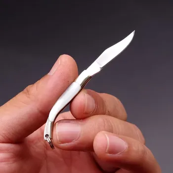 Латунный нож из бычьей кости в виде ракушки, лезвие для самообороны, Острый складной нож, брелок для ключей, Походный Альпинистский нож,
