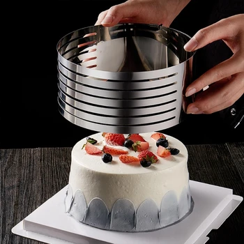 Регулируемая машина для нарезки торта и форма для торта, выравниватель для слоеного торта, кольцо для нарезки торта из нержавеющей стали 16-20 см, Инструмент для выпечки своими руками