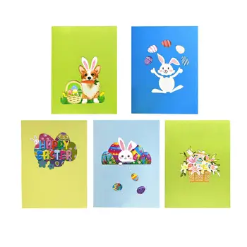 3D Пасхальная открытка Корзина цветов Яйца Подарочная карта Easter up для дочери и детей