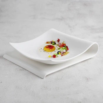 Квадратная бытовая складная тарелка для Западной кухни, Фруктовая Десертная тарелка, Европейская Креативная Керамическая Тарелка для завтрака, тарелка для холодных овощей