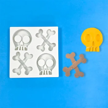 Новая силиконовая форма для помадки с черепом/скелетом на Хэллоуин, форма для шоколадного торта 