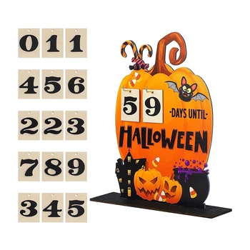 Календарь обратного отсчета на Хэллоуин, деревянный календарь обратного отсчета из тыквы на Хэллоуин, адвент-календарь на Хэллоуин