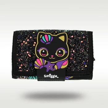 Оригинальная высококачественная детская сумочка Smiggle, милый черный кот, яркий клатч, многослойные тканевые сумки, портмоне для девочек