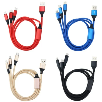 100шт USB-кабель 1,2 М 3 в 1 Быстрая зарядка для iPhone 13 12 11 XS X Samsung Xiaomi Huawei Micro Usb Type C Зарядное устройство Провод Шнур