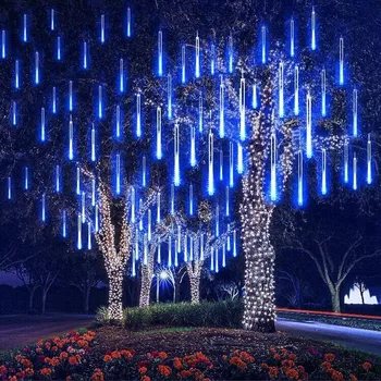 Светодиодные фонари для метеоритного дождя, уличные водонепроницаемые, падающие капли дождя, сказочный гирляндный светильник для рождественского праздничного декора вечеринки 30/50 см
