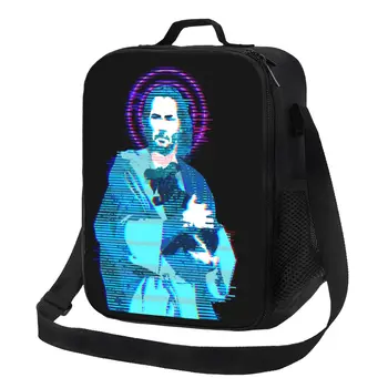 Женская сумка для ланча с изоляцией Saint Keanu Reeves Jesus, классический термосумка-холодильник John Wick Film, сумка для ланча для школьников