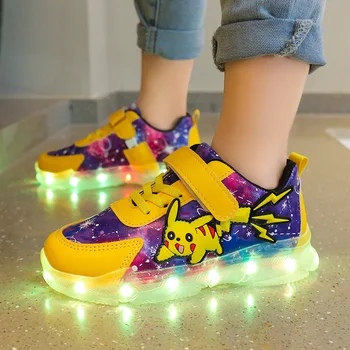 Светодиодные светящиеся кроссовки, детская обувь, спортивная обувь для девочек с милыми мультфильмами, заряжаемая через USB Повседневная обувь для бега, детские кроссовки для ходьбы