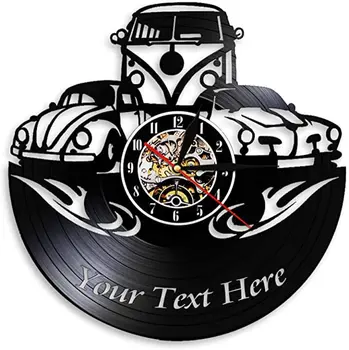 TAXT Черная виниловая пластинка Автомобильные настенные часы с креативным светодиодным разъемом для украшения гостиной Современный дизайн Немой декор стен
