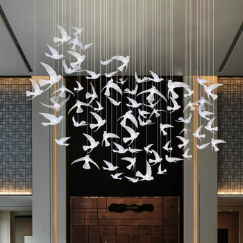 Люстры, современный роскошный вестибюль отеля, клубный зал в форме птицы, вилла, прозрачный акрил