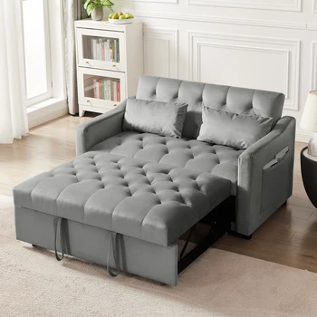 БАРХАТНЫЙ ДИВАН-КРОВАТЬ серый диван для гостиной диван-кровать в стиле Морден