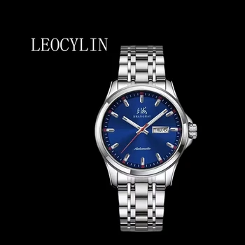 LEOCYLIN shanghai оригинальный бренд, Автоматические механические часы, светящиеся водонепроницаемые деловые сапфировые мужские наручные часы с календарем