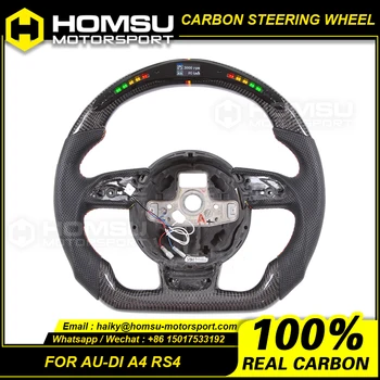 Светодиодное рулевое колесо с плоским дном из углеродного волокна, совместимое с рулевым колесом с плоским дном из углеродного волокна led performance audi S4 A4