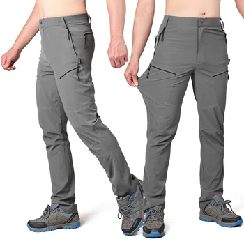 Летние быстросохнущие походные брюки, мужские 4-полосные эластичные водонепроницаемые тактические брюки, брюки с карманами на молнии, легкие рыболовные брюки