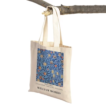 Уильям Моррис Тюльпан Цветок Лилии Винтажная сумочка Складная Тканевая сумка для покупок в стиле Харадзюку Холщовая сумка-тоут Женские сумки для покупок