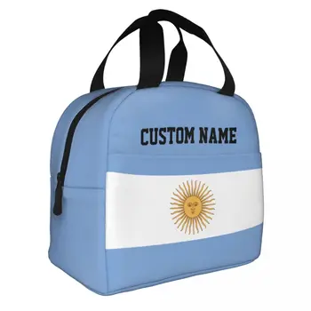 Пользовательское название Аргентина, Сумка для ланча, сумка-холодильник, Термоизоляционный ланч-бокс, Многоразовый для мужчин, мальчиков, девочек-подростков, пикника, путешествий, работы