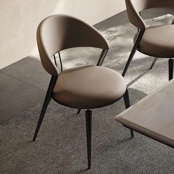 Современные обеденные стулья из искусственной кожи для кухни, обеденный стул с дугообразной спинкой, легкая роскошная креативная мебель, Ресторанные стулья
