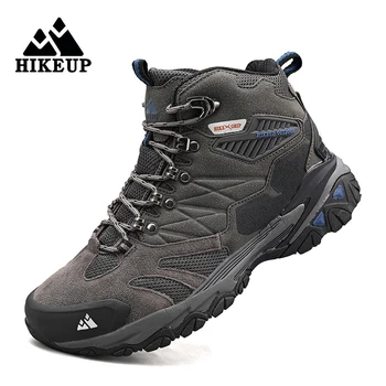 Мужские походные ботинки HIKEUP, уличные ботинки, замшевая спортивная мужская обувь для треккинга с высоким берцем, Непромокаемые тактические армейские ботинки в стиле милитари