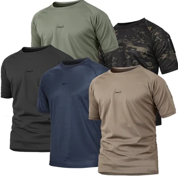 Летняя мужская футболка для активного отдыха, Тактическая Военная походная футболка, Специальная Армейская Свободная Хлопковая Быстросохнущая Боевая футболка с коротким рукавом.