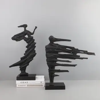 Новая китайская креативная Абстрактная скульптура с черной фигурой, Украшения из чугуна, Вилла, кабинет, гостиная, Украшения для дома
