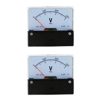 2X Прямоугольный Аналоговый измеритель напряжения переменного тока 0-300 В, Панельный Вольтметр DH670
