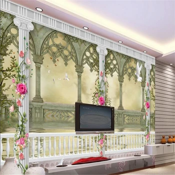 пользовательские большие обои 3d римская колонна эстетическая Страна чудес гостиная фон для спальни блестящие обои 3d Papel de parede