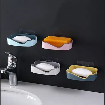 Дренажная коробка для мыла, Самоклеящаяся Настенная коробка для хранения мыла, Креативная полка для хранения принадлежностей для ванной комнаты без перфорации