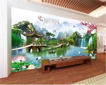 бейбехан Пользовательские классические обои Китайский пейзаж красивые пейзажи живопись гостиная ТВ фон 3d обои tapety