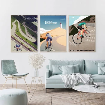 Альпе д'Юэз Велосипедный Сувенир Passo Dello Stelvio Винтажный Плакат Настенные Художественные Картины Велосипедные Принты И Плакаты Подарочная Комната Домашний Декор