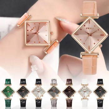 Простые модные женские часы, Элегантные квадратные наручные часы с кожаным ремешком, минималистичные наручные часы, деловые часы Armbanduhr