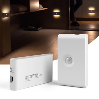 Беспроводной индукционный умный светодиодный ночник USB 5V с перезаряжаемым датчиком движения, настенный светильник для кухни, лестницы, коридора, спальни