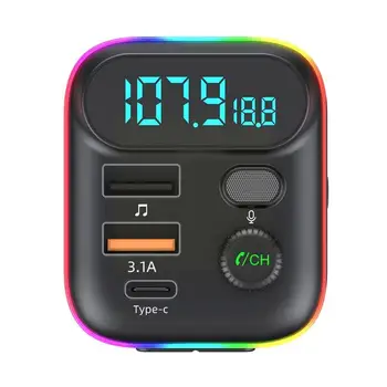 Автомобильный MP3-плеер, Быстрое зарядное устройство с двумя USB, FM-приемник Bluetooth, быстрая зарядка BT FM, Совместимый передатчик Type-C V5.0 Bluetooth G3U1