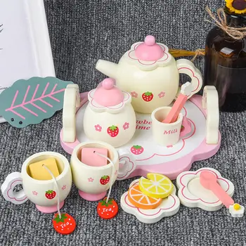 Деревянная детская имитационная чайная чашка для послеобеденного чая, кухонная мебель для кукольного домика, развивающие игрушки для ролевых игр, подарки для детей