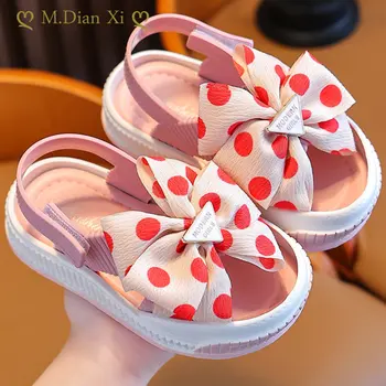 Сандалии для девочек, Лето 2023, Новая сетчатая обувь Принцессы знаменитостей, Студенческие сандалии для маленьких девочек, нескользящие пляжные сандалии с открытым носком