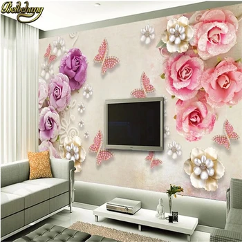 beibehang Пользовательские Тисненые розовые ювелирные изделия цветочные обои для гостиной диван пространство для разработки городской панорамы 3d фото обои