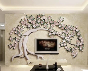 wellyu Пользовательские обои 3D кованое железо цветок дерево современные минималистичные 3D обои стерео папье-маше ТВ фон обои