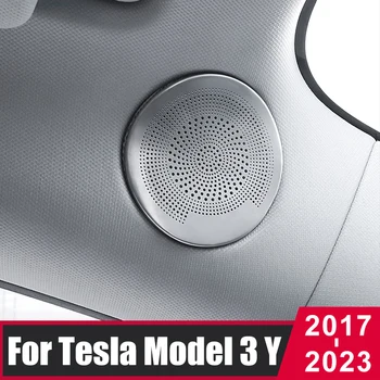 Для Tesla Model 3 Model Y 2017- 2021 2022 2023 Автомобильный динамик Сетка на крыше Круглый рожок Защитный чехол Декоративные наклейки Аксессуары