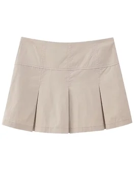 Willshela/ Женские модные мини-юбки цвета Хаки со складками на боковой молнии, шорты, винтажные женские шорты с высокой талией, шикарные женские шорты